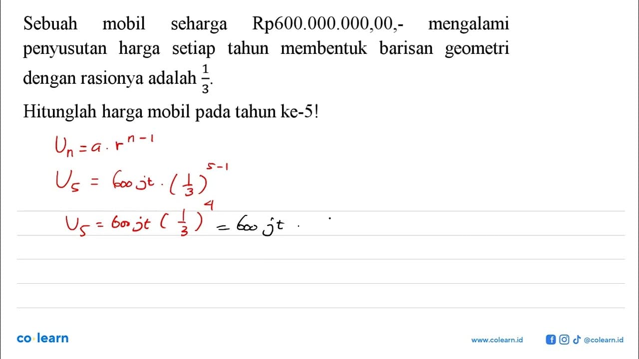 Sebuah mobil seharga Rp600.000.000,00,- mengalami