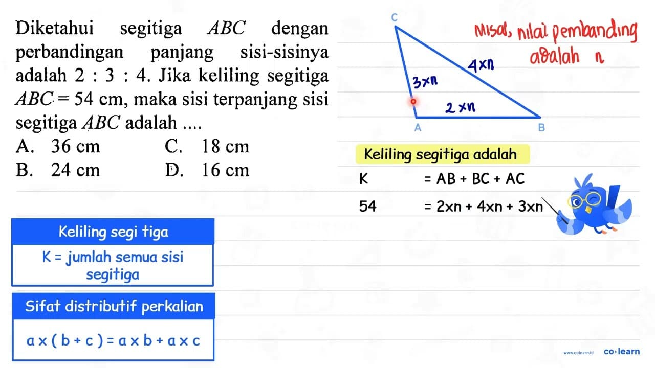 Diketahui segitiga A B C dengan perbandingan panjang