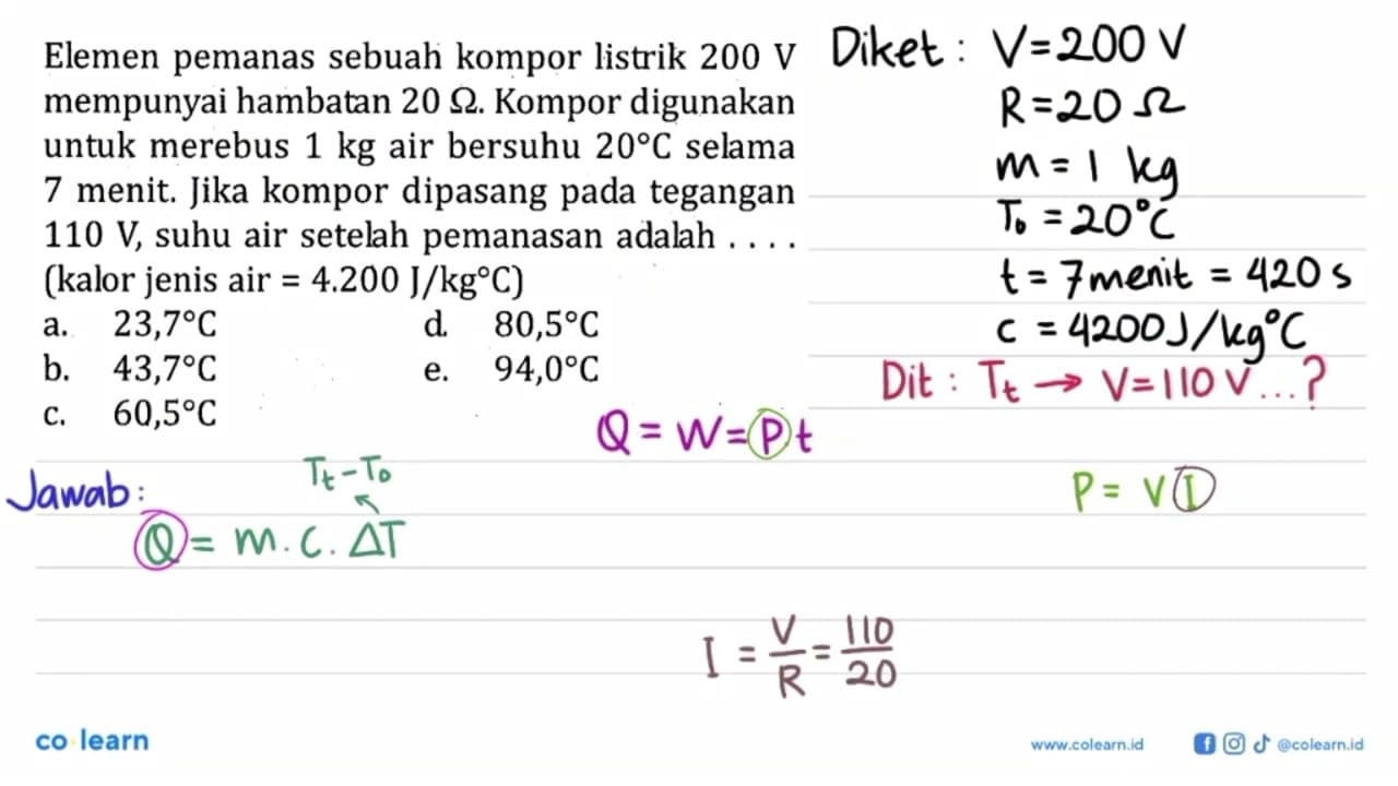 Elemen pemanas sebuah kompor listrik 200 V mempunyai