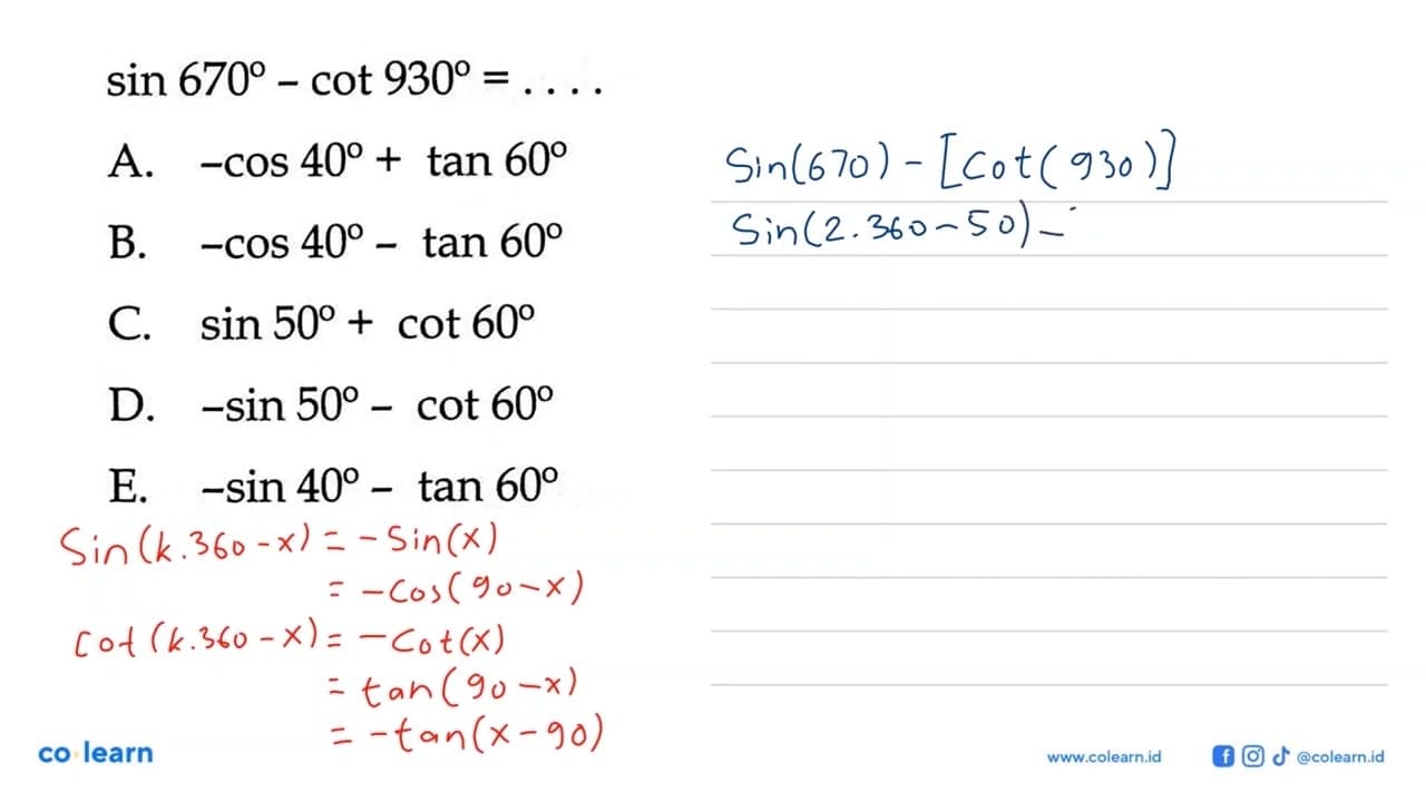 sin 670-cot 930=...