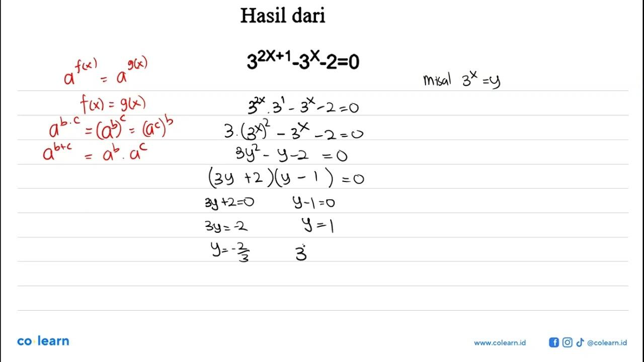 Hasil dari 3^(2X+1)-3^X-2-0