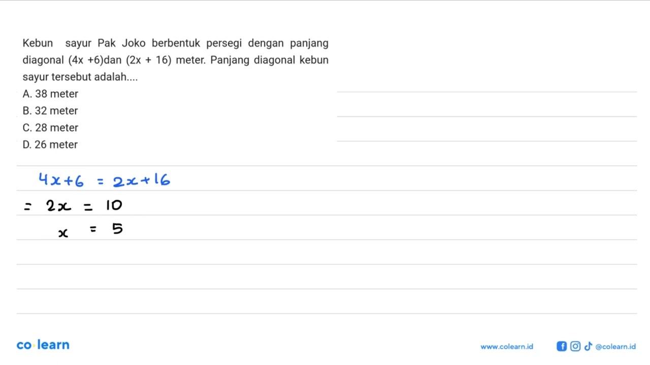 Kebun sayur Pak Joko berbentuk persegi dengan panjang