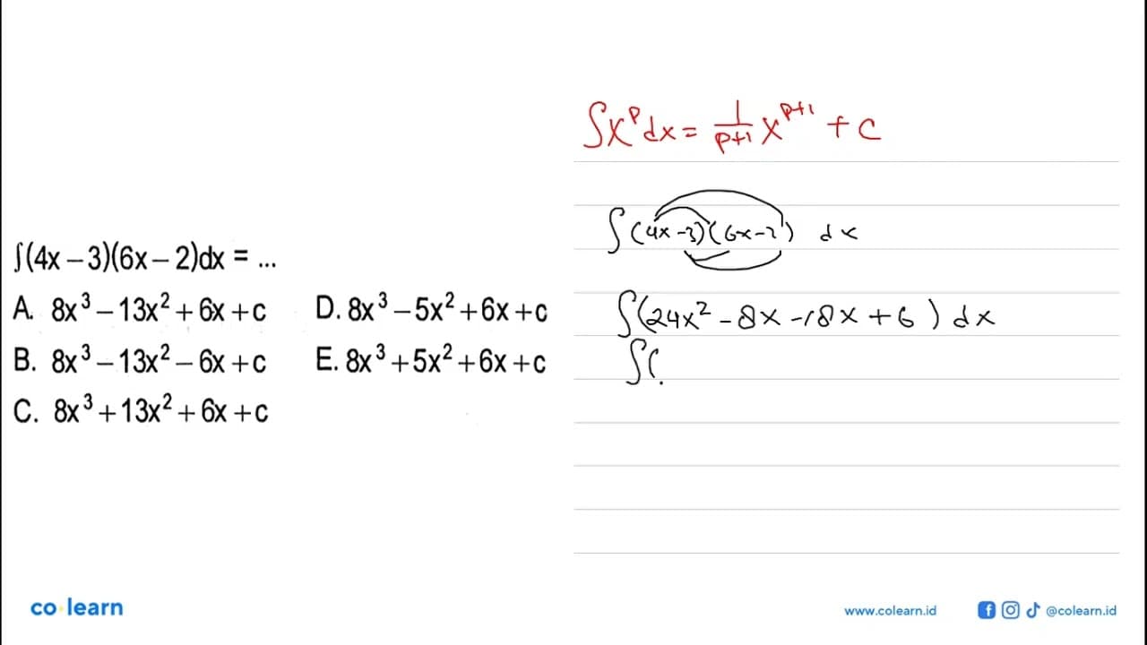 integral (4x-3)(6x-2) dx=...