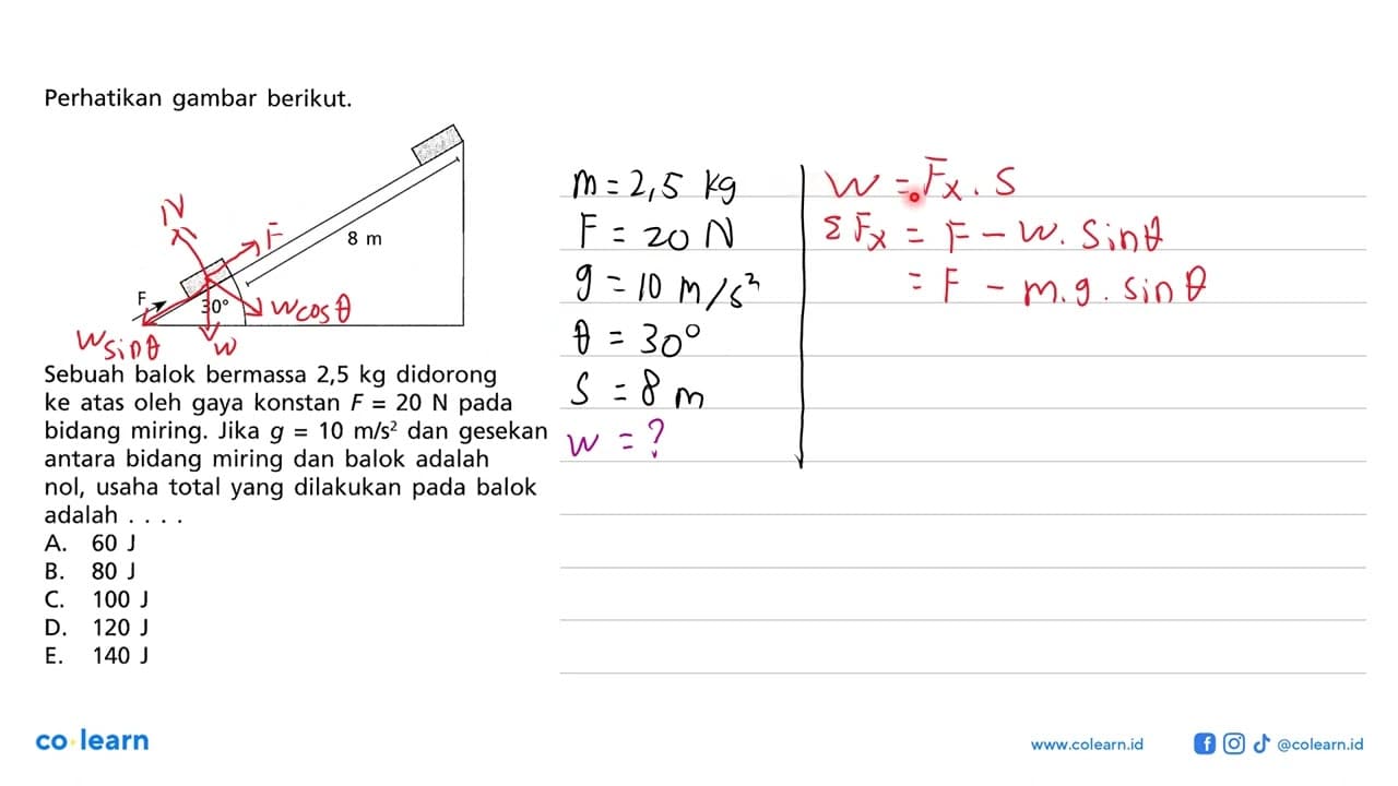 Perhatikan gambar berikut. F 8 m 30Sebuah balok bermassa