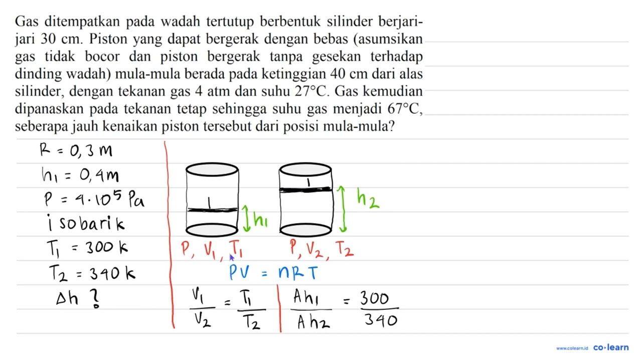 Gas ditempatkan pada wadah tertutup berbentuk silinder