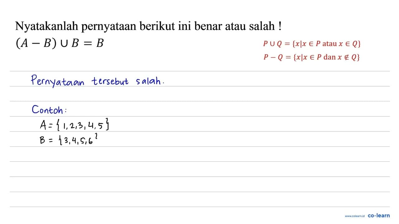 Nyatakanlah pernyataan berikut ini benar atau salah ! (A-B)