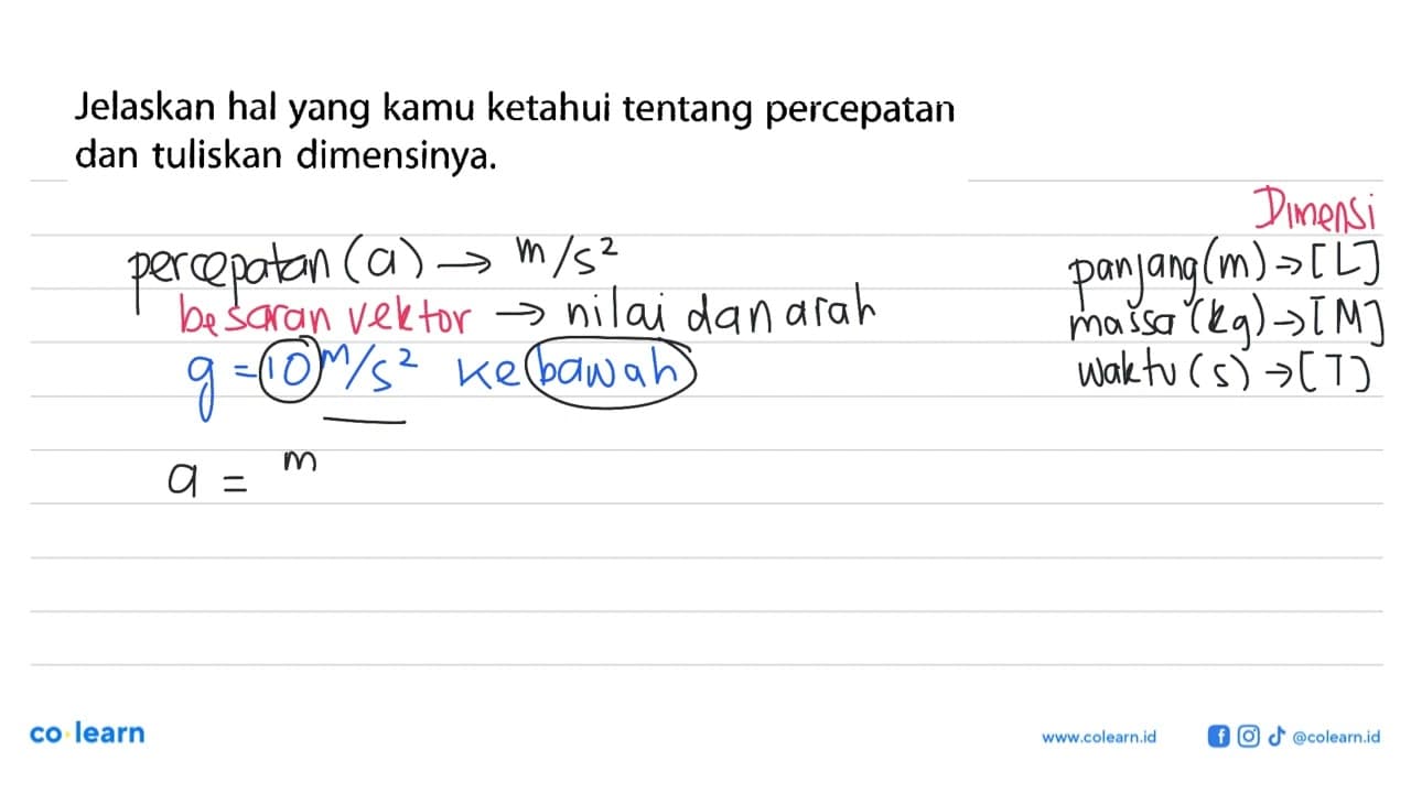 Jelaskan hal yang kamu ketahui tentang percepatan dan