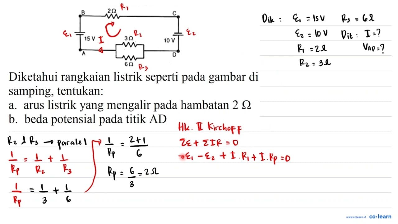 Diketahui rangkaian listrik seperti pada gambar di samping,