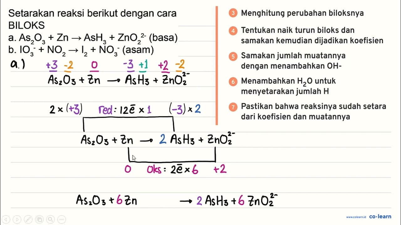 Setarakan reaksi berikut dengan cara BILOKS a. As_(2)