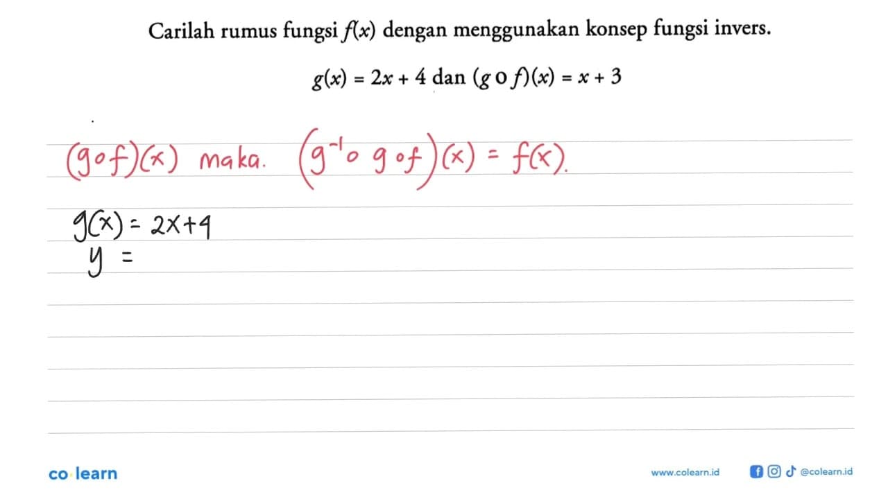 Carilah rumus fungsi f(x) dengan menggunakan konsep fungsi