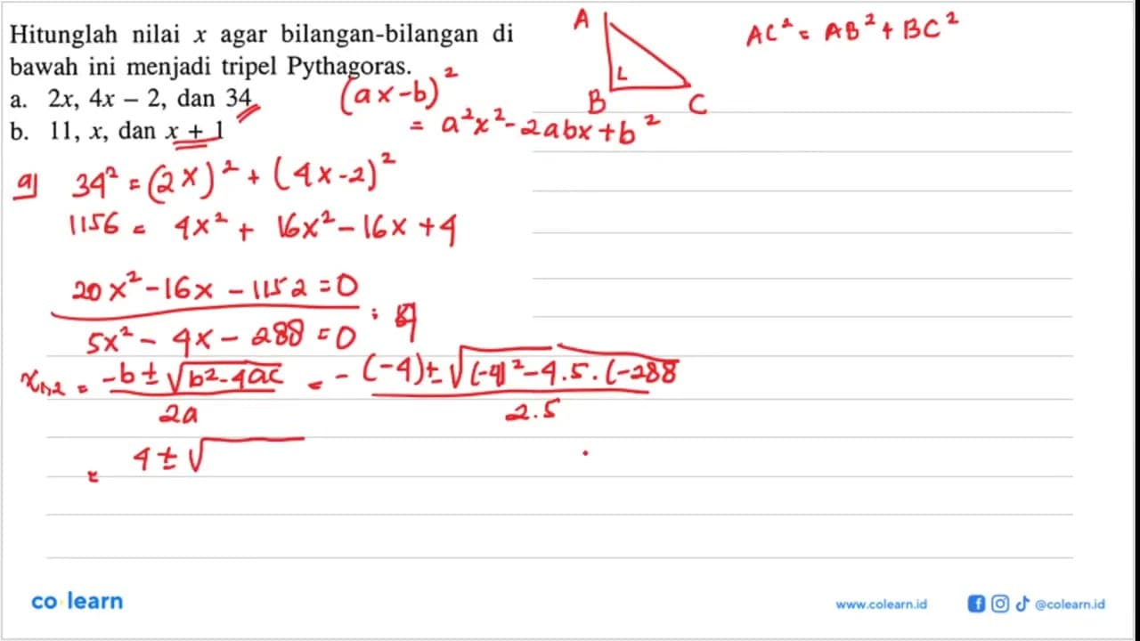 Hitunglah nilai x agar bilangan-bilangan di bawah ini