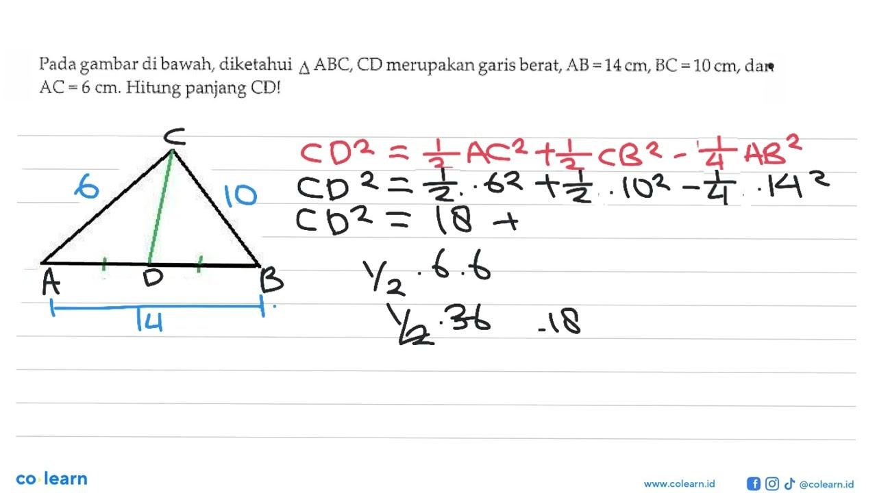 Pada gambar di bawah, diketahui segitiga ABC, CD merupakan