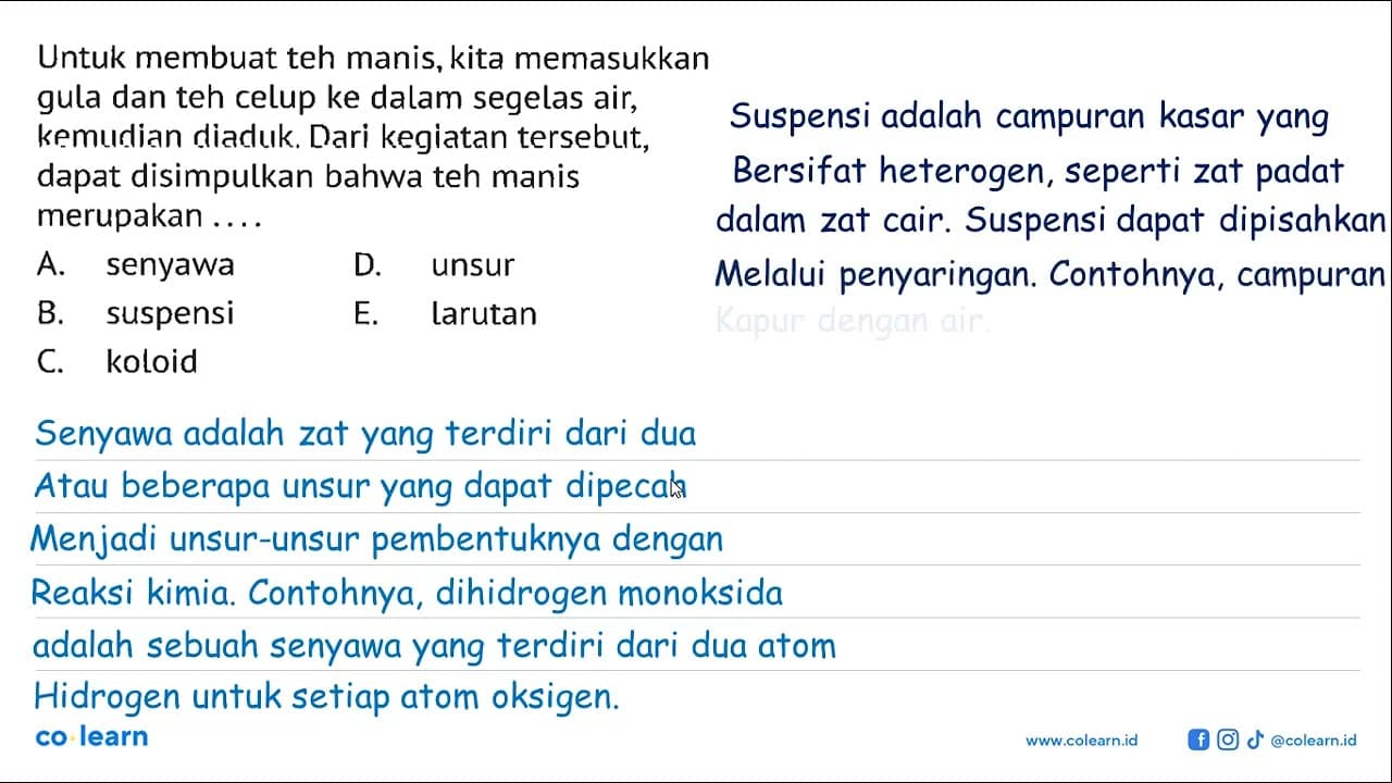 Untuk membuat teh manis, kita memasukkan gula dan teh celup