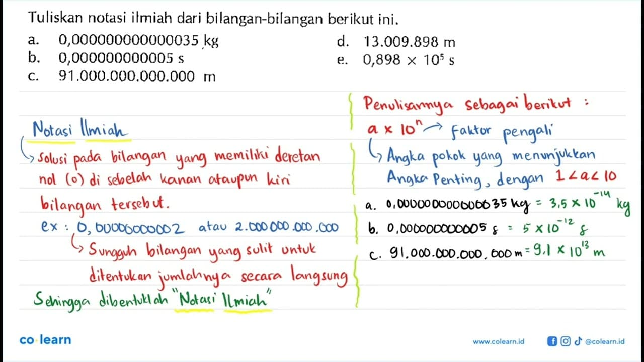 Tuliskan notasi ilmiah dari bilangan-bilangan berikut ini.