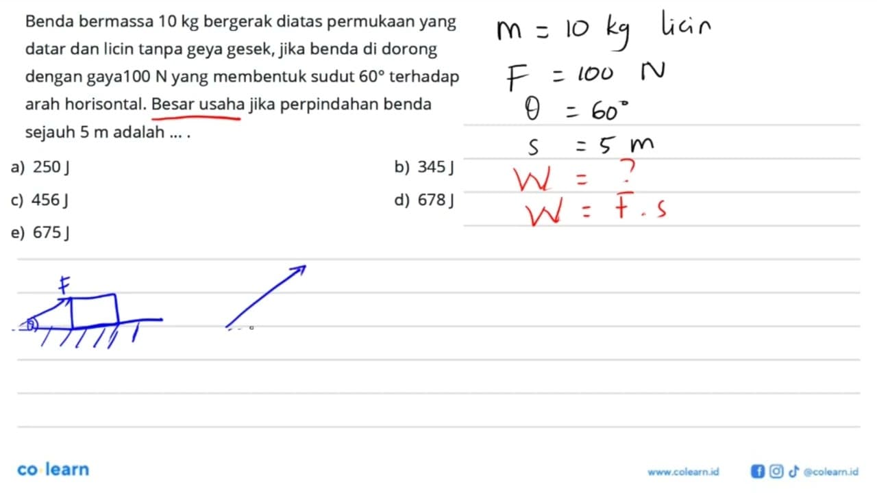 Benda bermassa 10 kg bergerak diatas permukaan yang datar