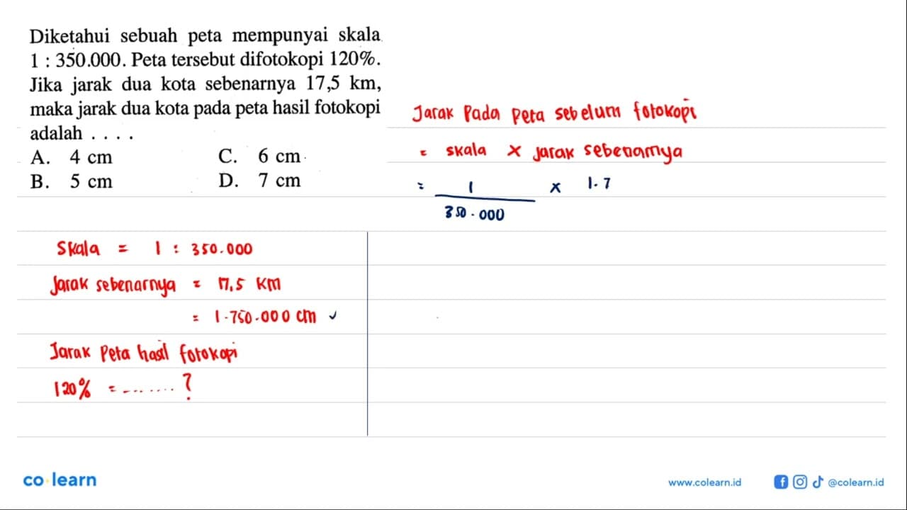 Diketahui sebuah peta mempunyai skala 1:350.000 . Peta