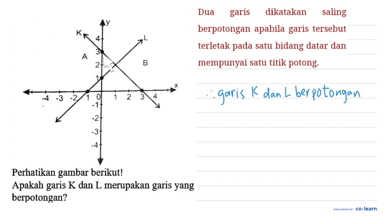 Perhatikan gambar berikut! Apakah garis K dan L merupakan