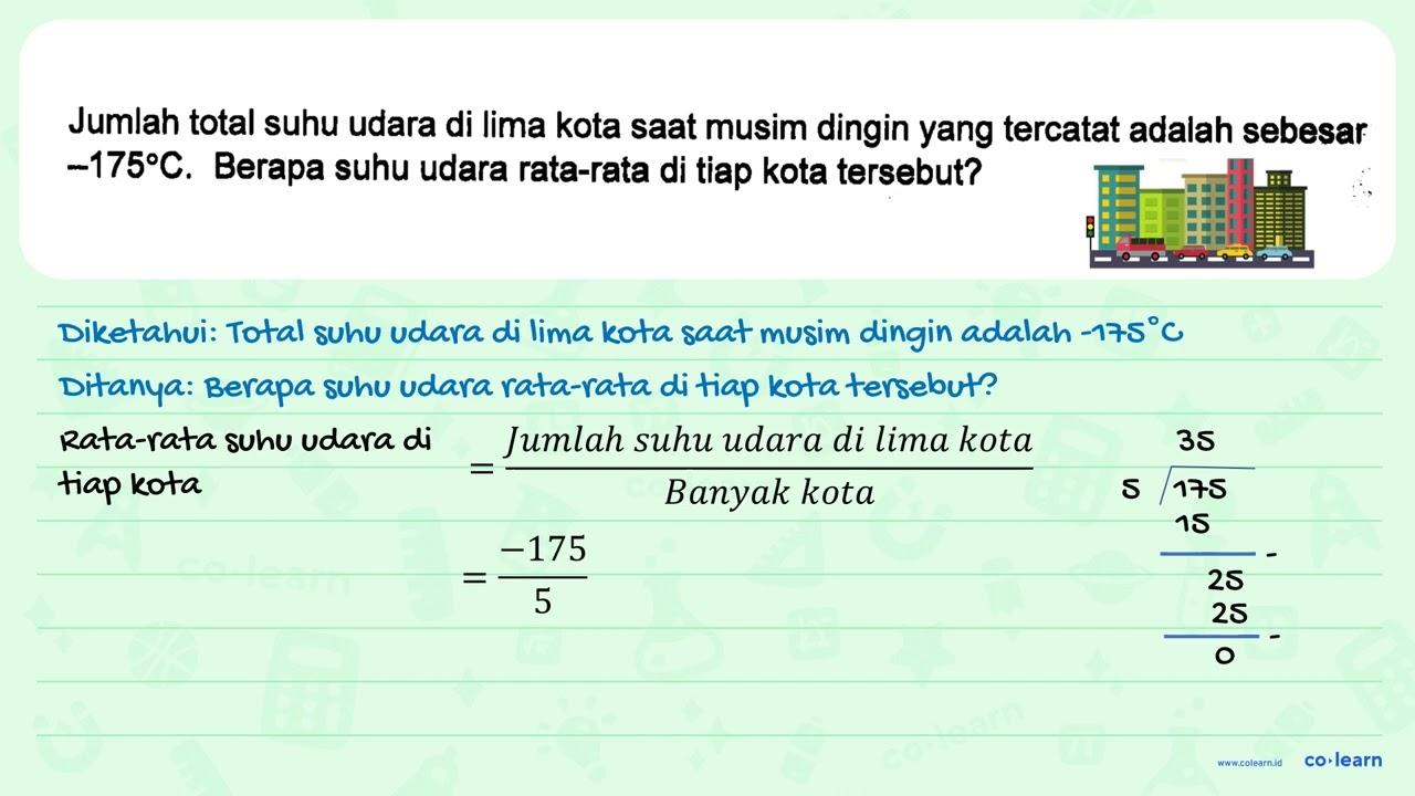 Jumlah total suhu udara di lima kota saat musim dingin yang