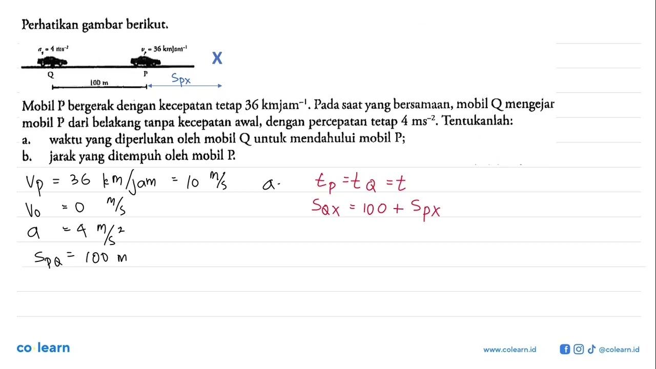 Perhatikan gambar berikut. aq = 4 m/s^(-2) vp = 36