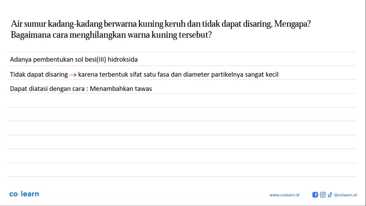 Air sumur kadang-kadang berwarna kuning keruh dan tidak