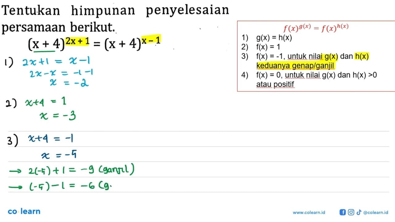 Tentukan penyelesaian himpunan persamaan berikut.