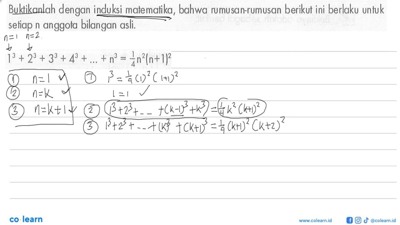 Buktikanlah dengan induksi matematika, bahwa