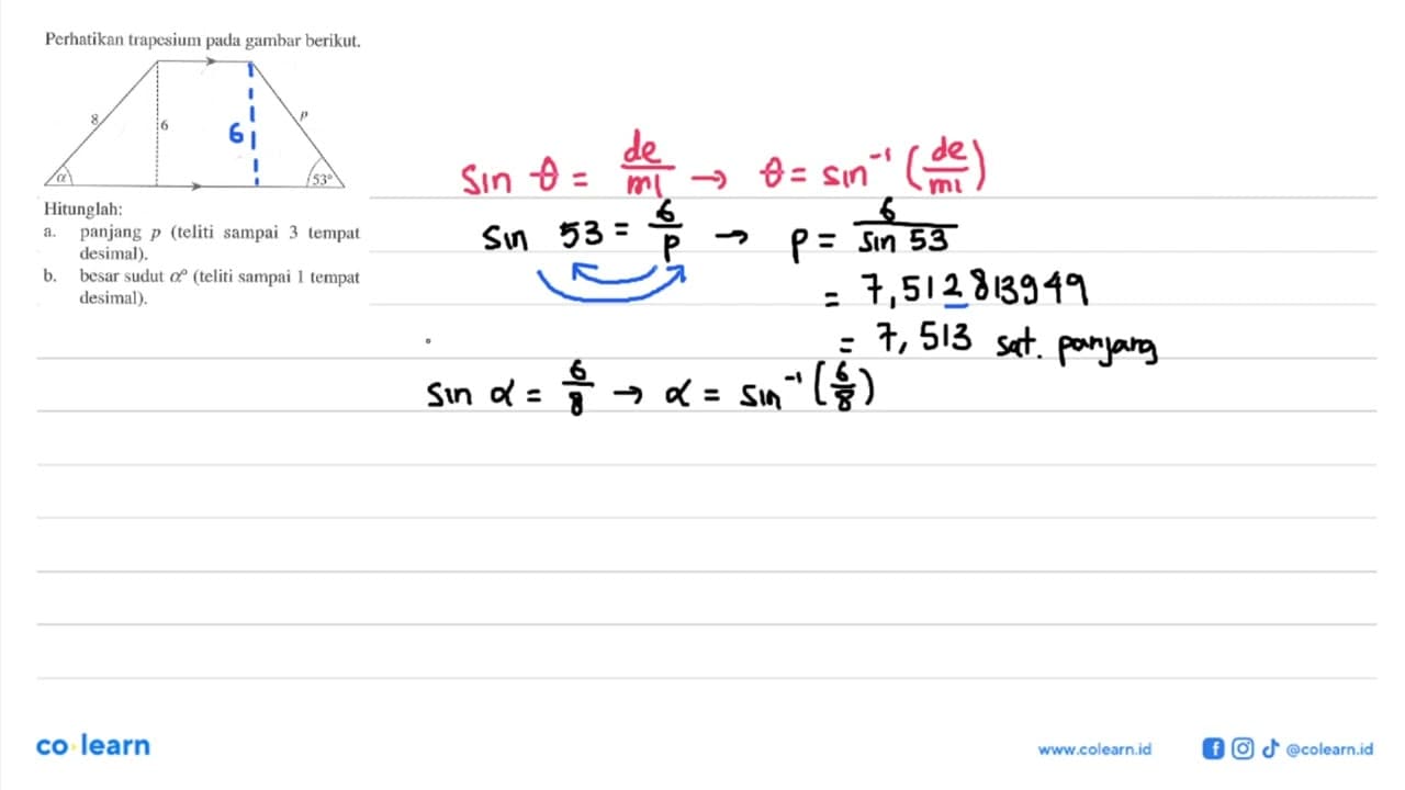 Perhatikan trapesium pada gambar berikut. a R 6 P 53