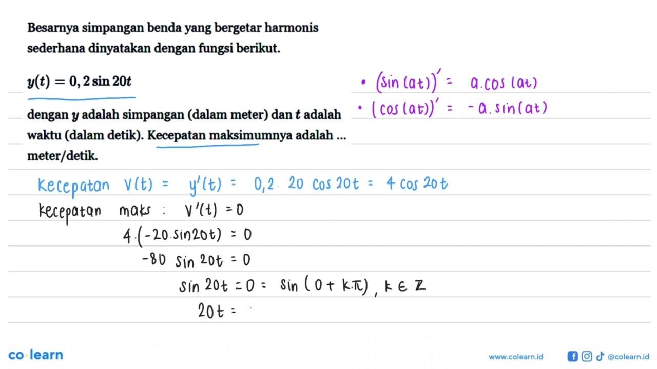 Besarnya simpangan benda yang bergetar harmonis sederhana