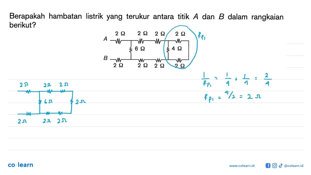 Berapakah hambatan listrik yang terukur antara titik A dan