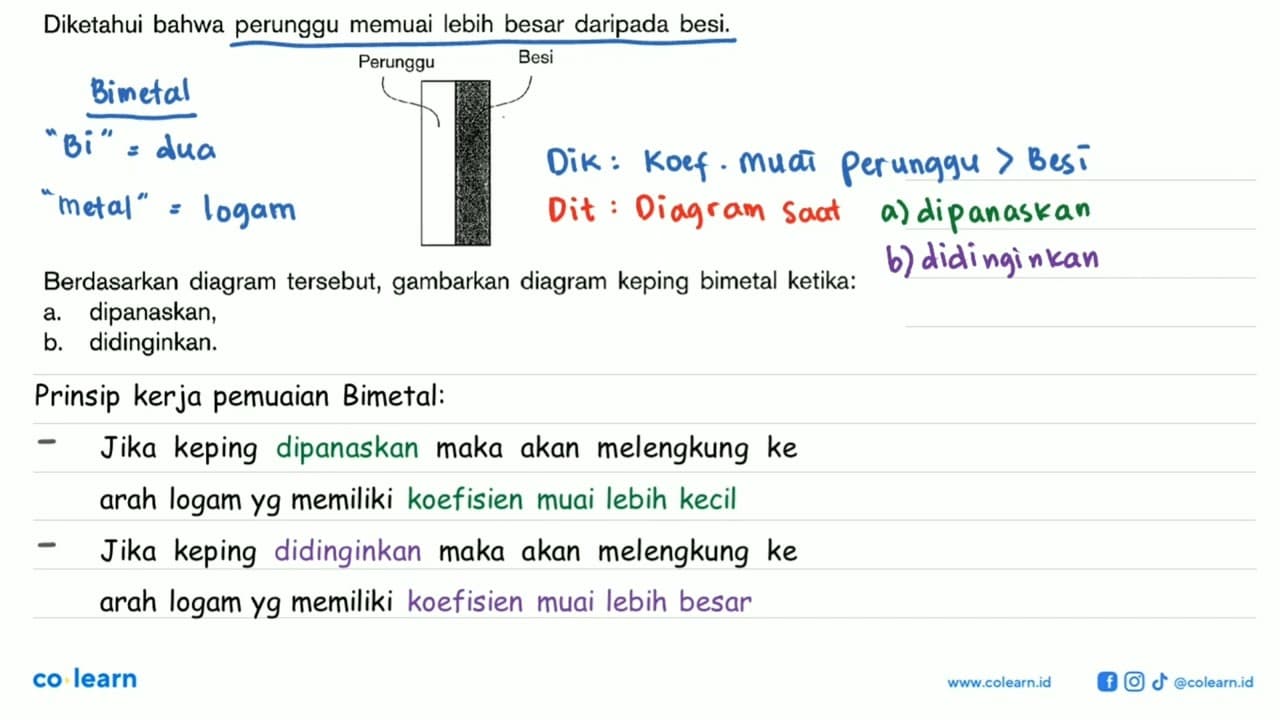 Diketahui bahwa perunggu memuai lebih besar daripada besi.