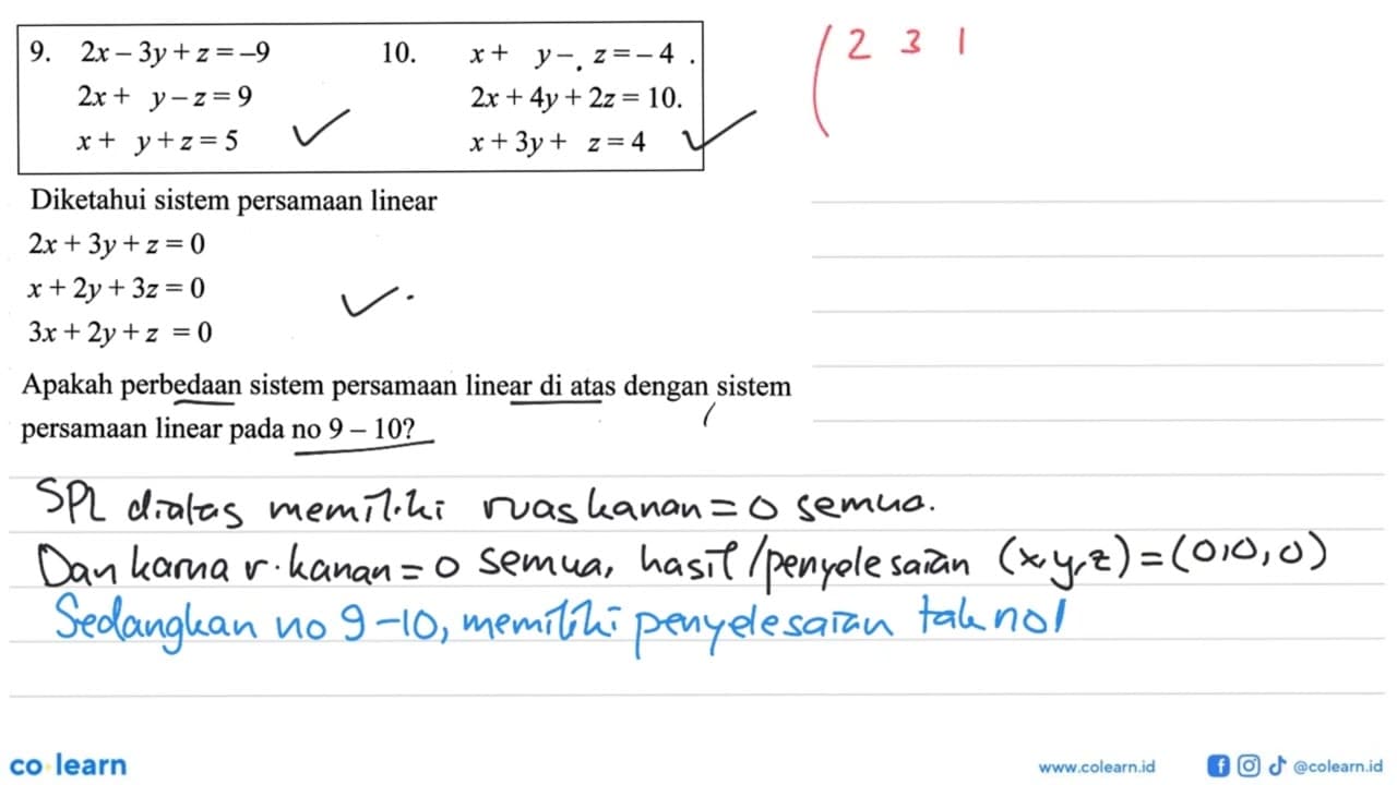 9. 2x - 3y+z =-9 10. x + y-. 2=-4 2x + y-z=9 2x + 4y + 2z =