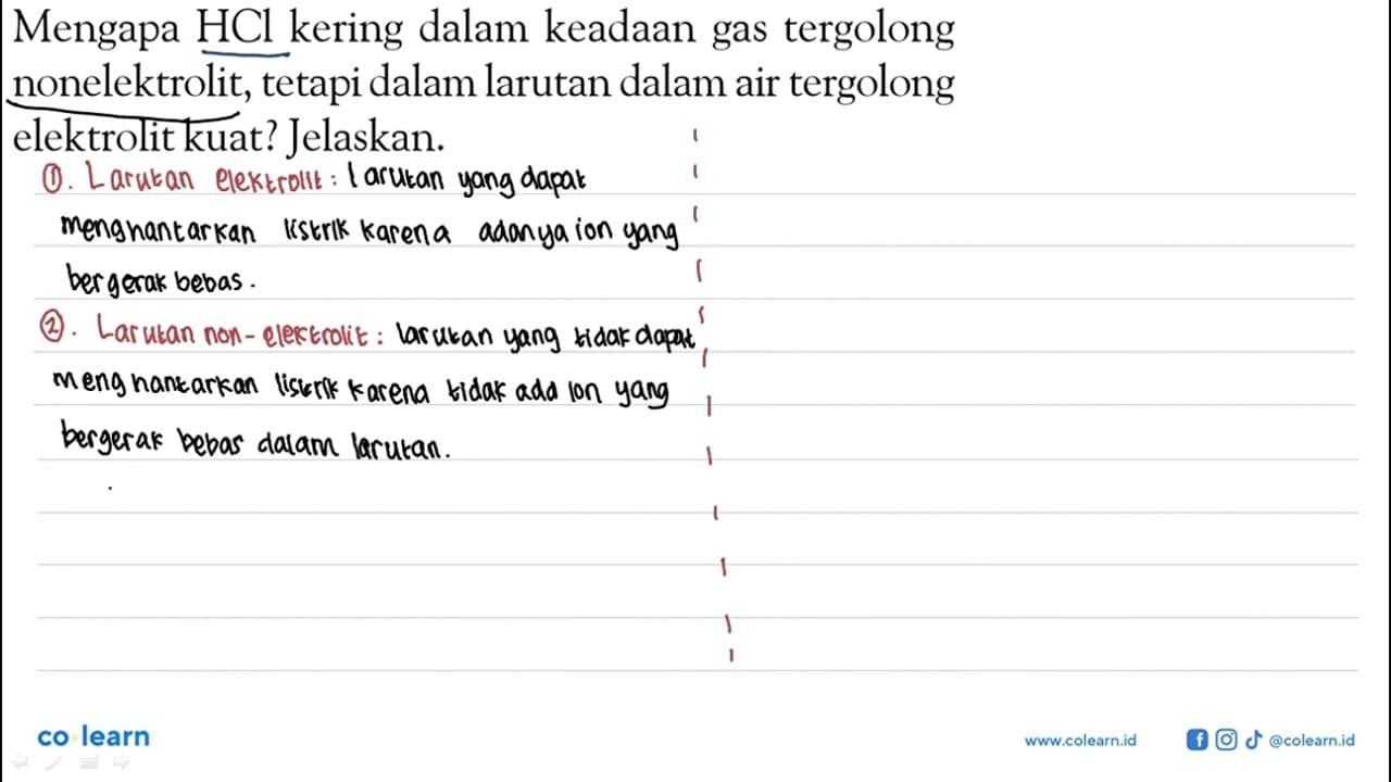 Mengapa HCl kering dalam keadaan gas tergolong