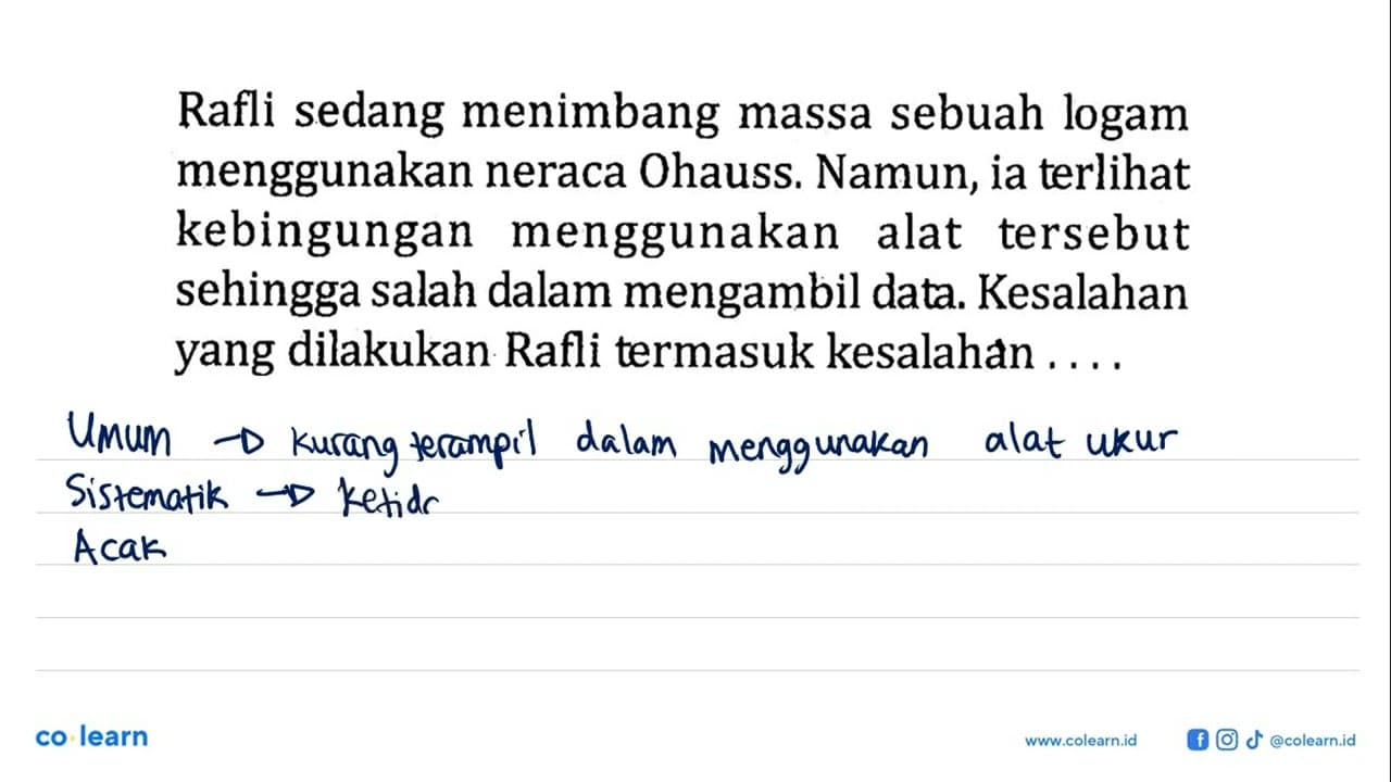 Rafli sedang menimbang massa sebuah logam menggunakan