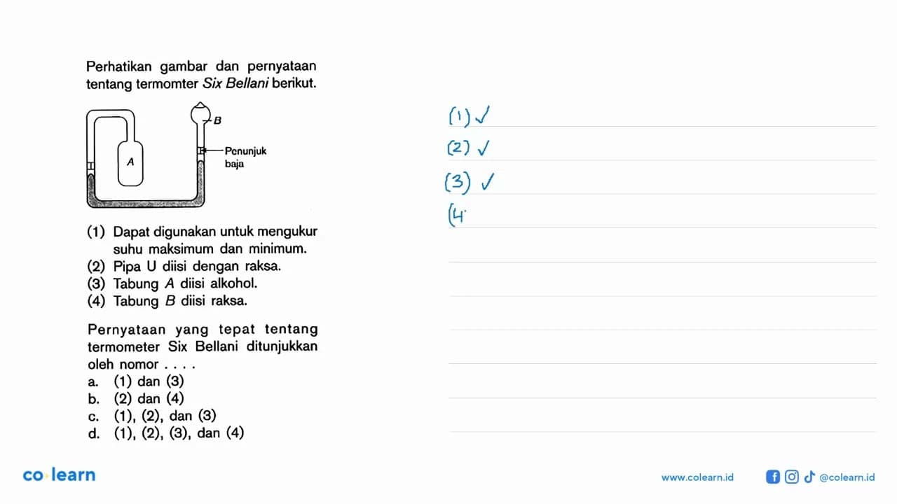 Perhatikan gambar dan pernyataan tentang termomter Six