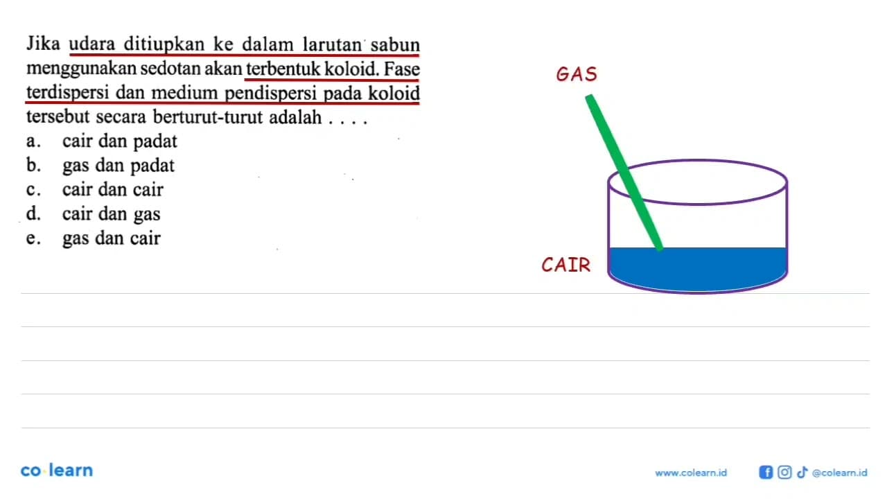 Jika udara ditiupkan ke dalam larutan sabun menggunakan