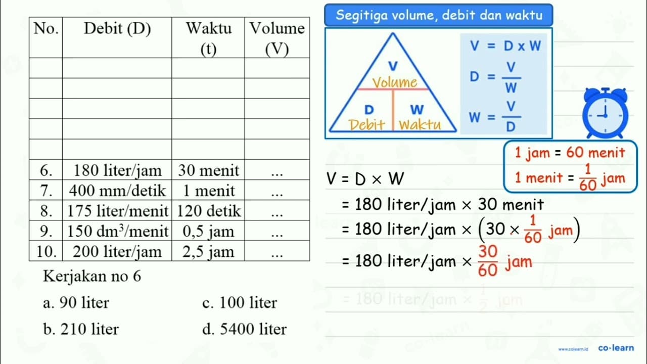 No. Debit (D) Waktu (t) Volume (V) 6 . 180 liter/jam 30