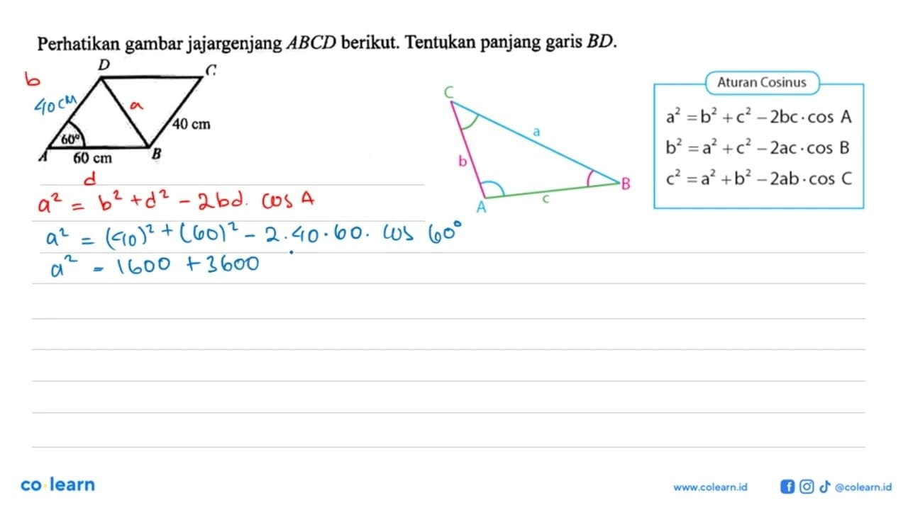 Perhatikan gambar jajargenjang ABCD berikut. Tentukan