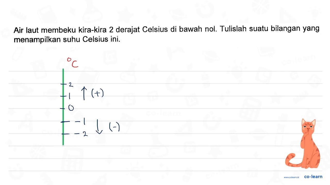 Air laut membeku kira-kira 2 derajat Celsius di bawah nol.