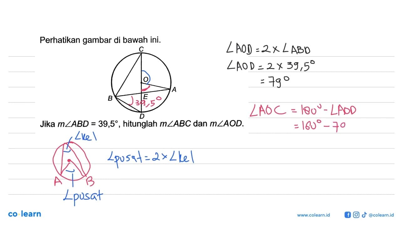 Perhatikan gambar di bawah ini.Jika m sudut ABD=39,5,