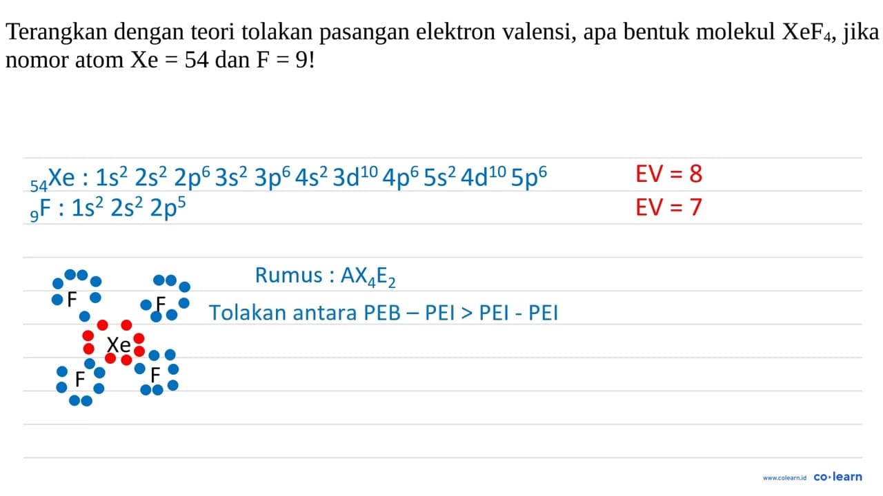 Terangkan dengan teori tolakan pasangan elektron valensi,