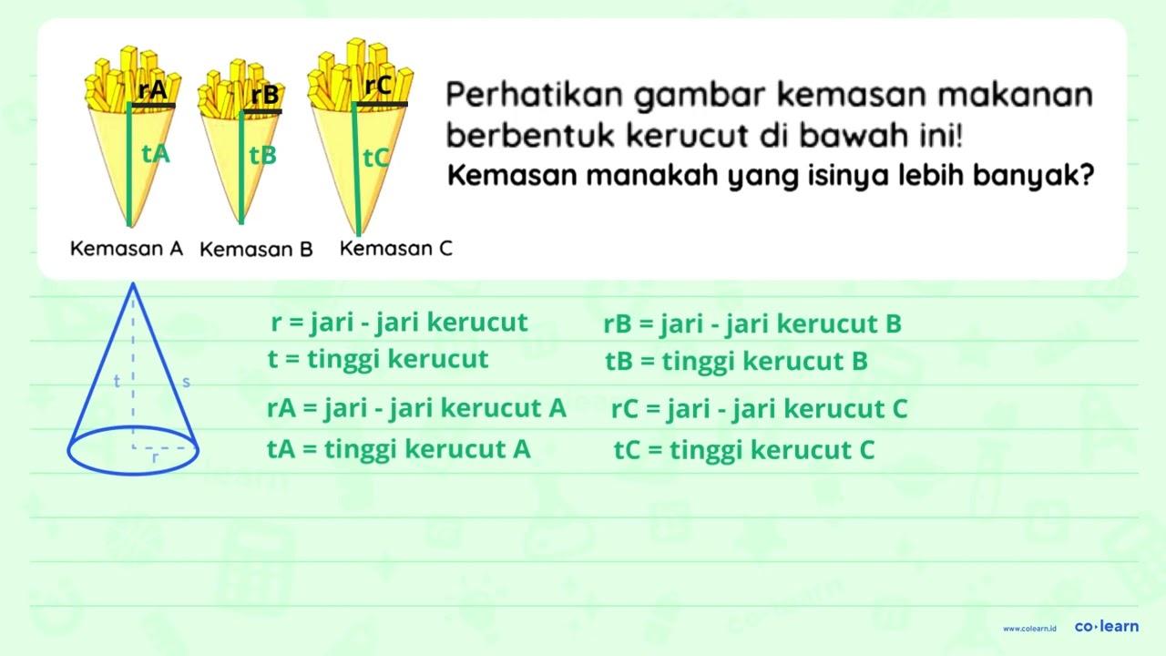 Perhatikan gambar kemasan makanan berbentuk kerucut di