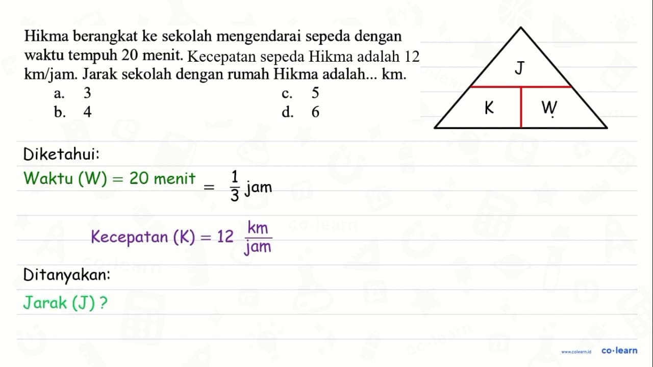 Hikma berangkat ke sekolah mengendarai sepeda dengan waktu