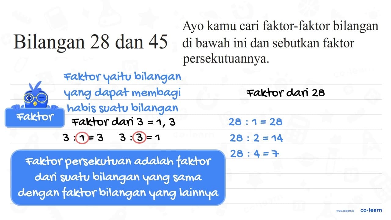 Bilangan 28 dan 45