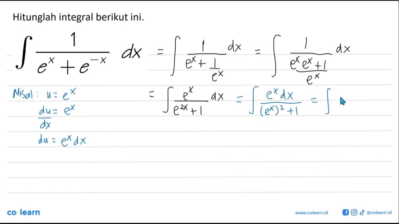 integrral (1)/(e^x + e^(-x)) dx