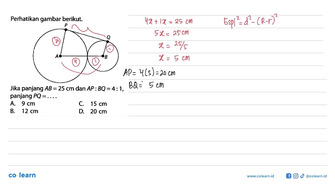 Perhatikan gambar berikut.Jika panjang AB=25 cm dan