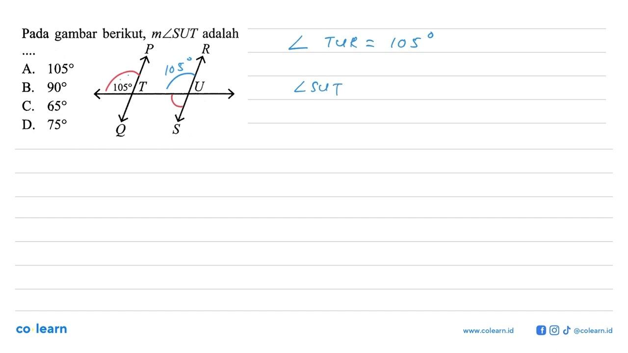 Pada gambar berikut, m sudut SUT adalah....