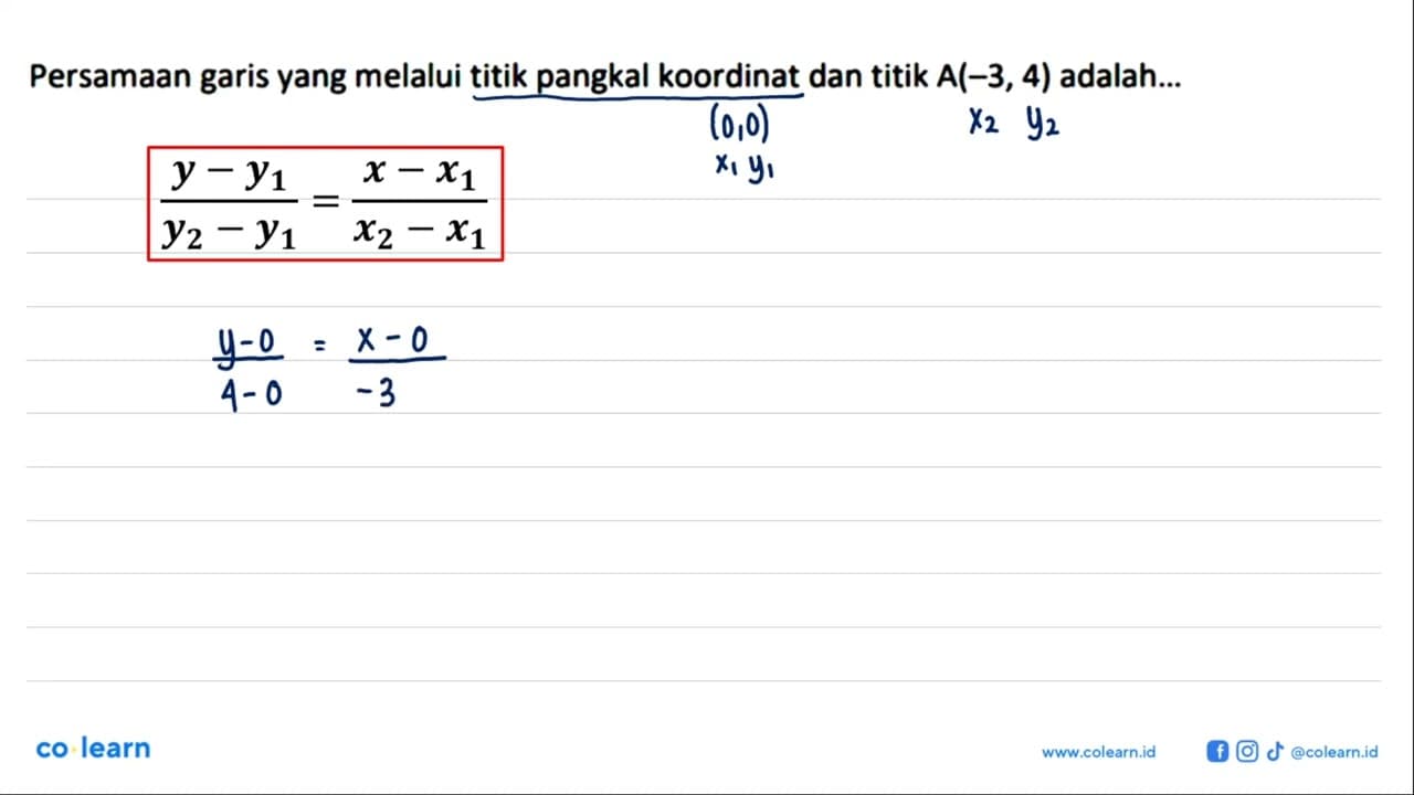 Persamaan garis yang melalui titik pangkal koordinat dan