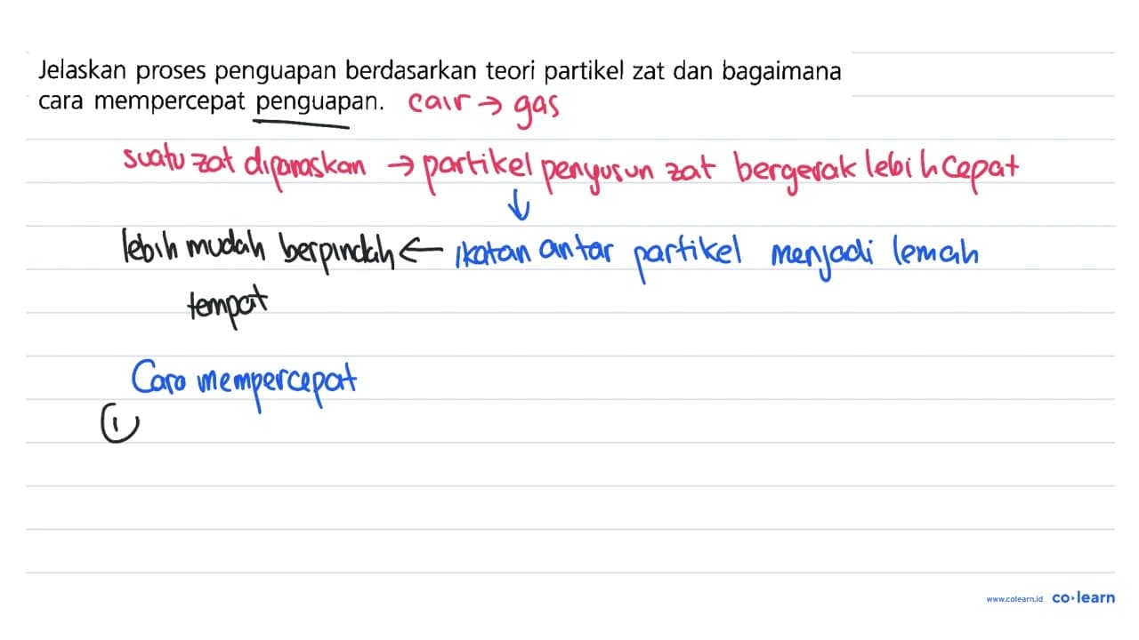 Jelaskan proses penguapan berdasarkan teori partikel zat