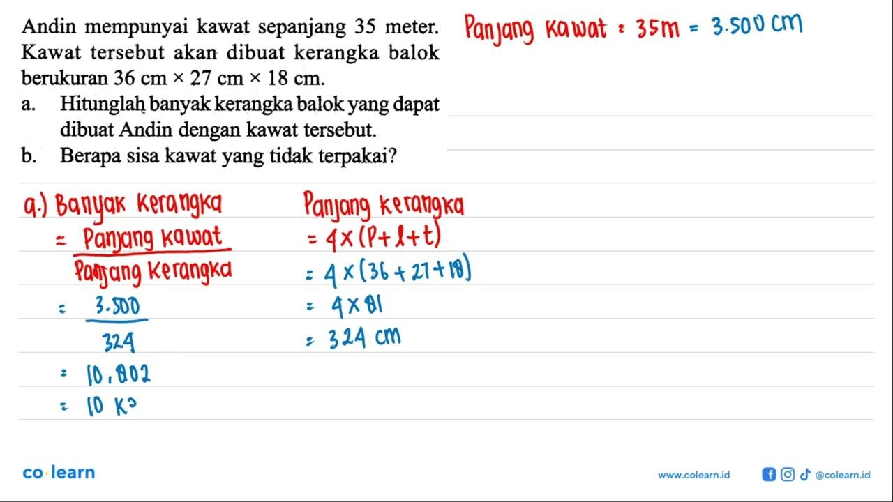 Andin mempunyai kawat sepanjang 35 meter. Kawat tersebut