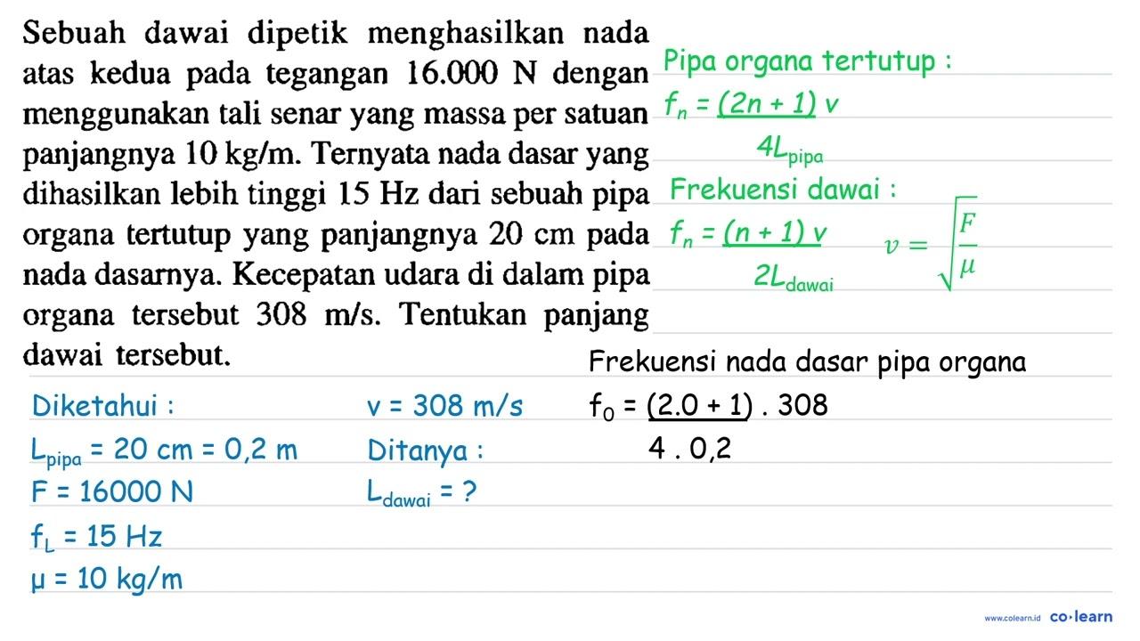 Sebuah dawai dipetik menghasilkan nada atas kedua pada